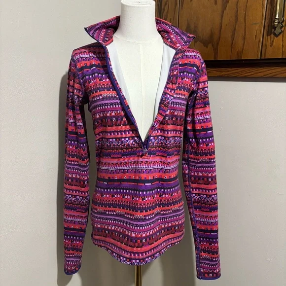 Nike Dri Fit Quarter Zip Long Sleeve Athletic Top Shirt Size Medium Abstract - Picture 3 of 11